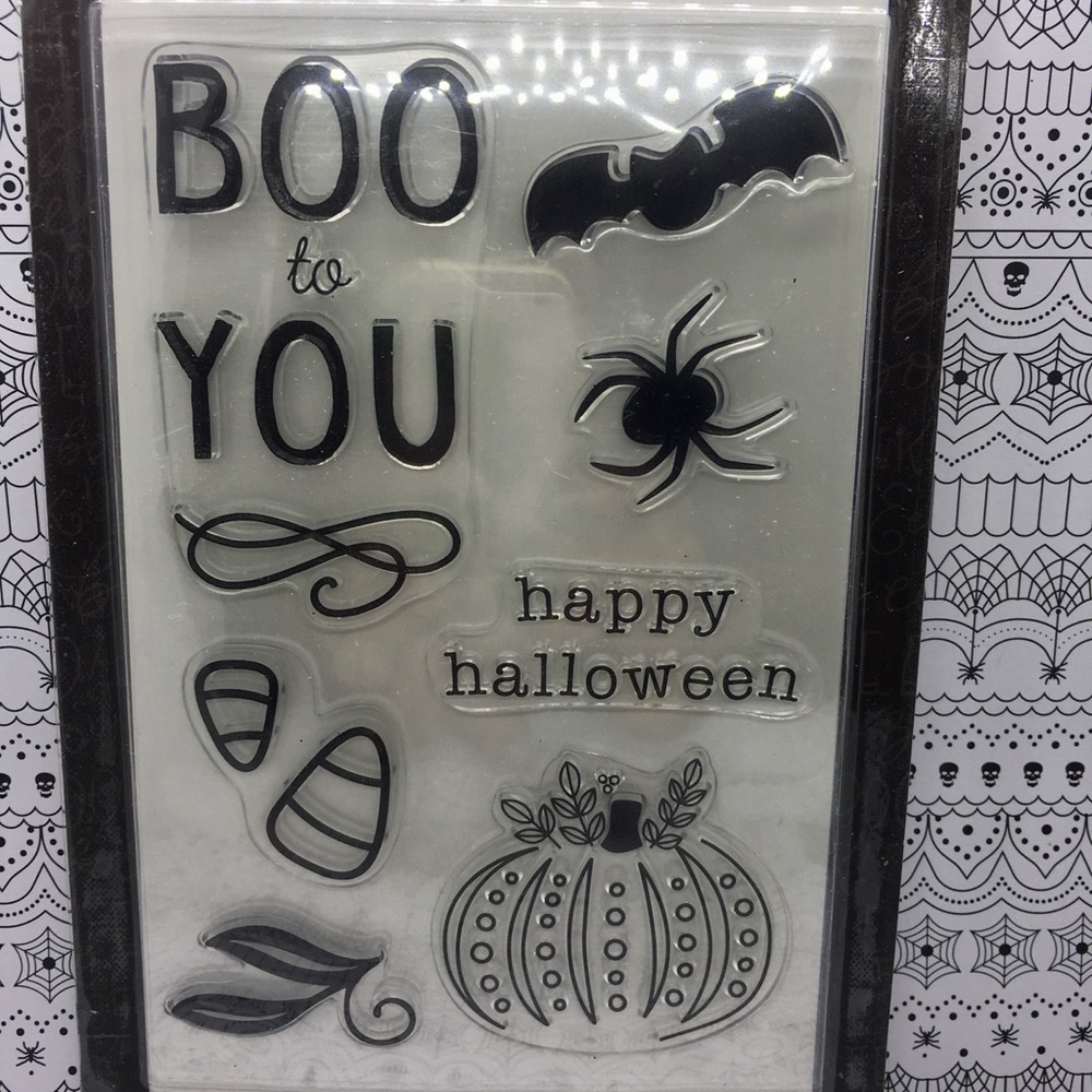 7 Halloween Acrylic Stamps Spider Bat Candy Corn
